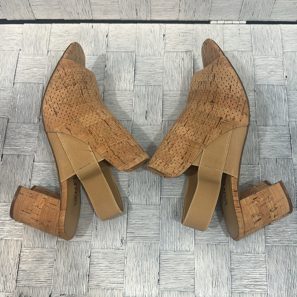 Vaneli Womans Natural Cork Heels Sling backs Block Heel Size 6.5